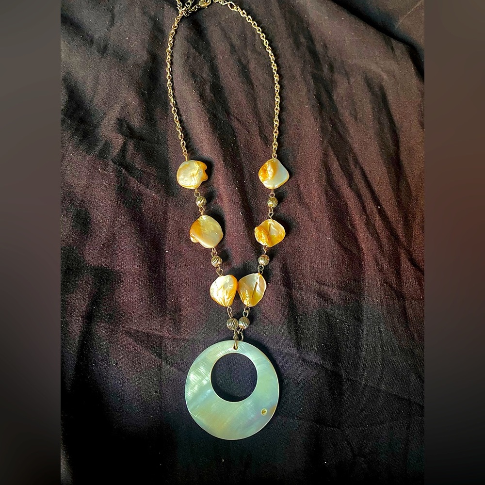 Abalone Seashell Silver Pendant Necklace